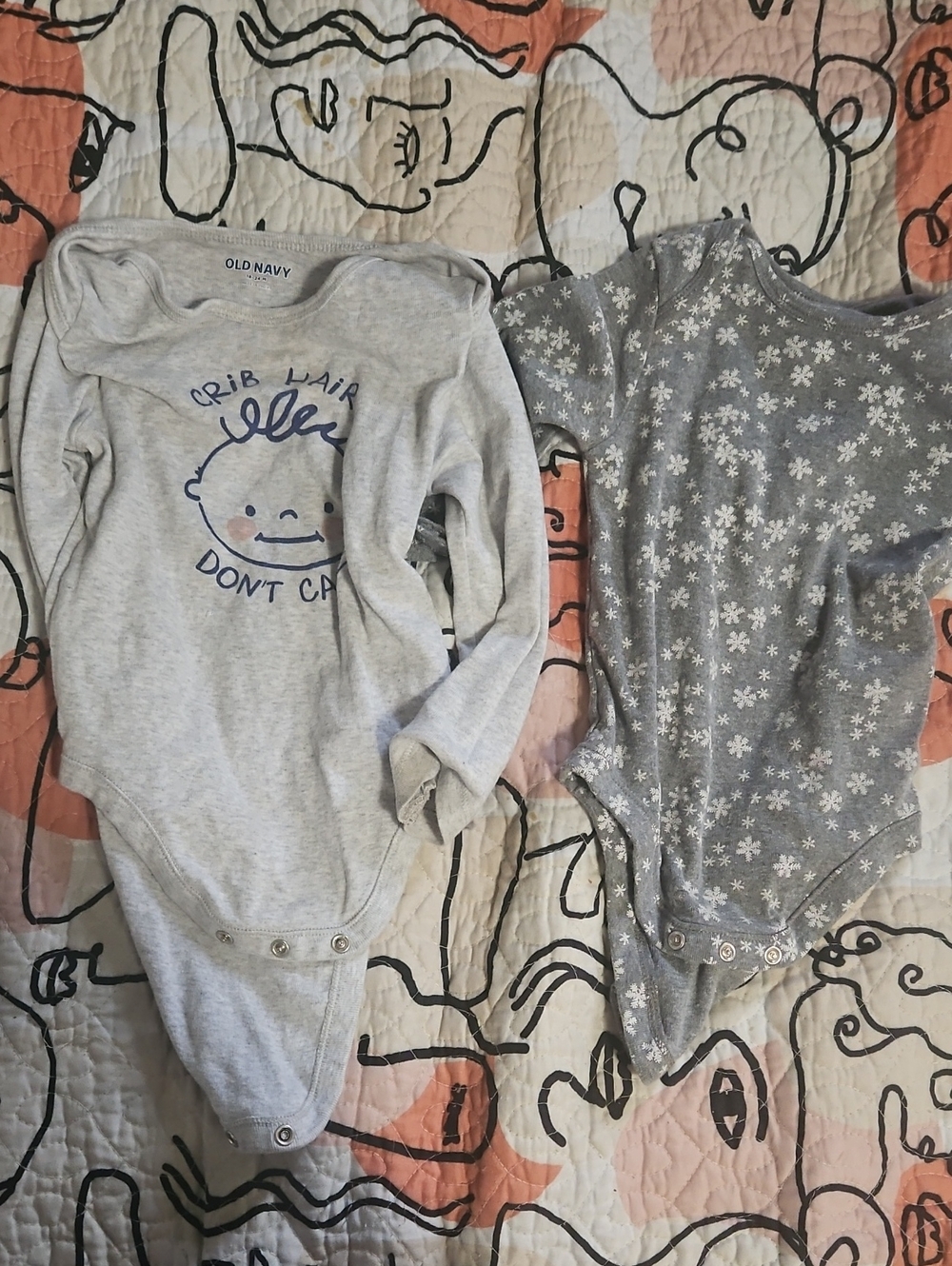 Old Navy Gray Baby Onesies - Graphic & Floral Set